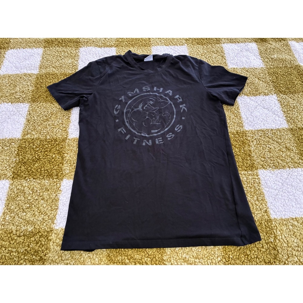 Gymshark Fitness Mens Graphic T-Shirt Black Muscular Shark Logo Large GMST5149